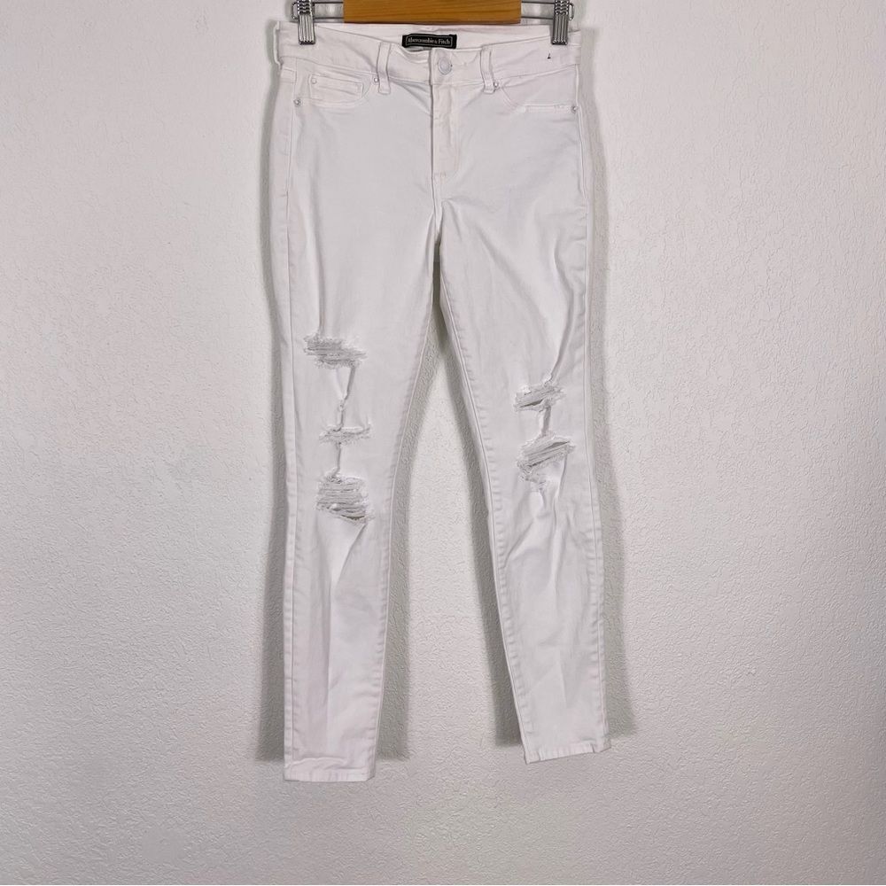 Abercrombie & Fitch White Distressed Skinny Jeans size 25 - Picture 1 of 8